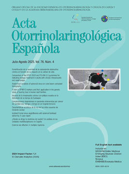 Imagen de Acta Otorrinolaringológica Española 2025 ON LINE (6 fasículos anuales)